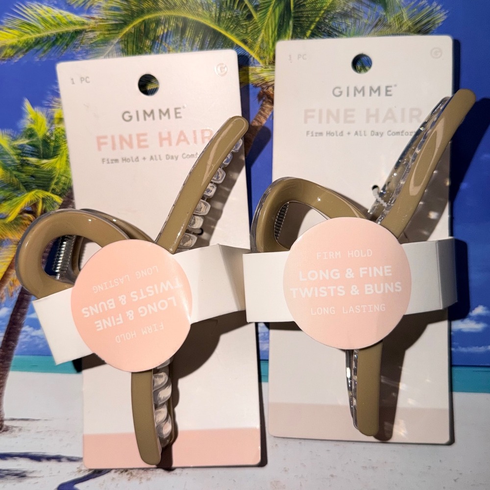 Gimme Fine Hair Claw Clips X2 Tan Clear Firm Hold Long Fine Hair Twists Buns